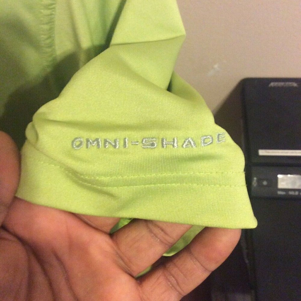 COLUMBIA PFG OMNI-SHADE SHORT SLEEVE GREEN FISHING POLO SHIRT MENS SIZE LARGE L - Picture 6 of 11